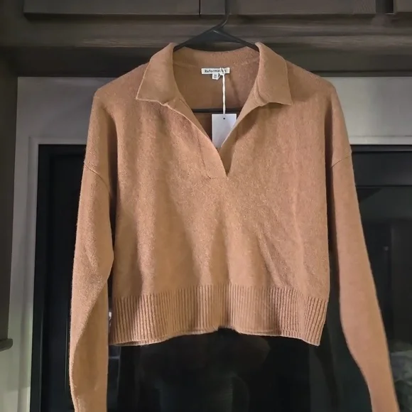 REFORMATION Cashmere Polo Size XS Camel As Seen On Taylor Swift… - Picture 10 of 16